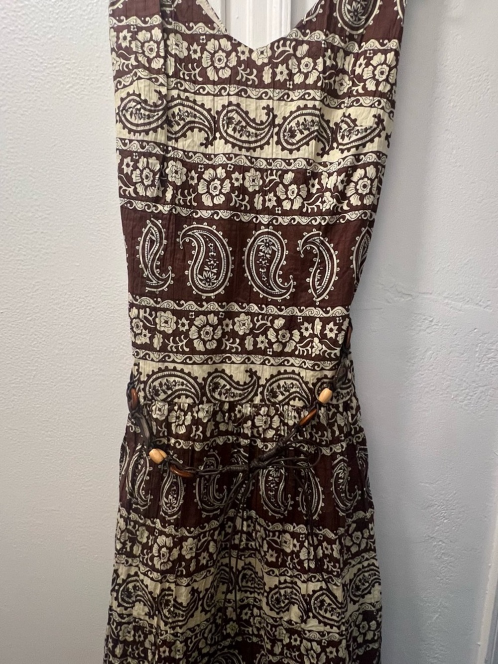 Brown & Cream Paisley Boho Maxi Dress